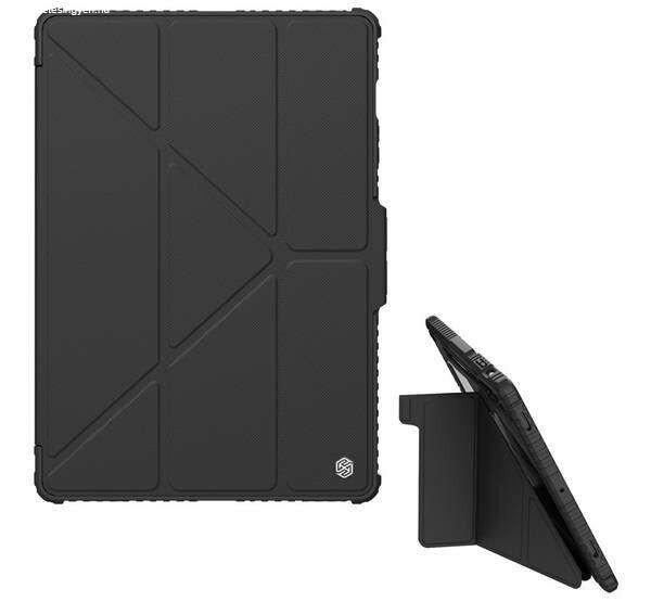 NILLKIN BUMPER PRO notesz / mappa tok - FEKETE - átlátszó műanyag hátlap,
eltolható kameravédő, belső ceruzatartó, oldalra nyíló flip cover,
szilikon belső, asztali tartó funkciós, mágneses záródás - SAMSUNG Galaxy
Tab S9...