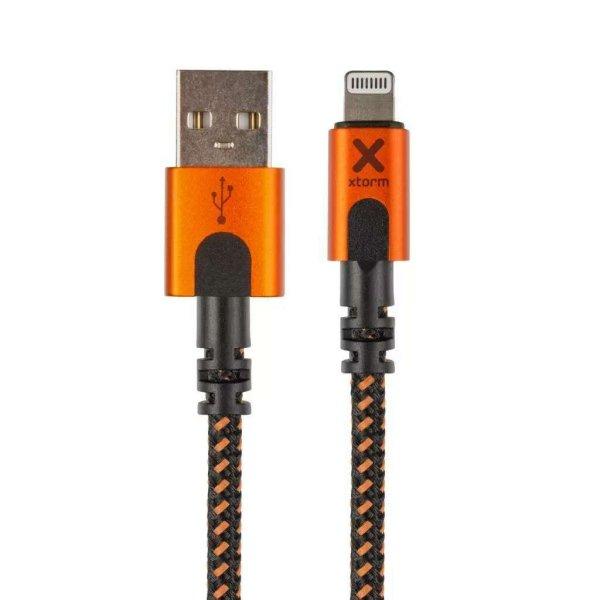 XTORM adatátviteli kábel / USB töltő - FEKETE / NARANCS - USB-A / Lightning,
1,5m hosszú, gyorstöltés támogatás - CXX002 - GYÁRI