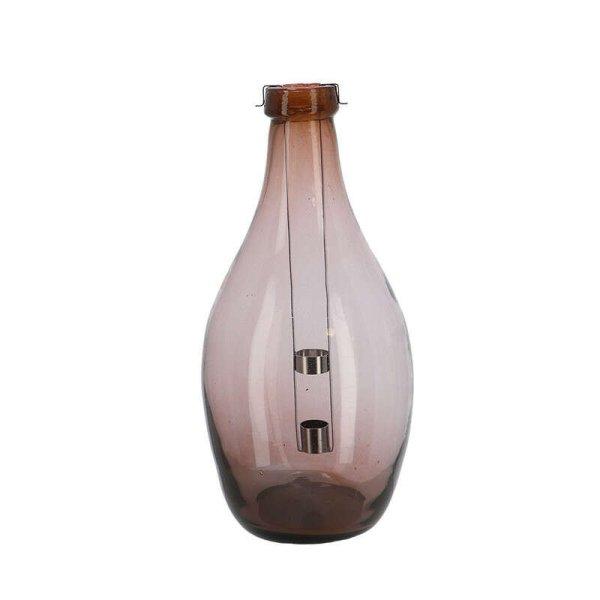 Lámpás újrahasznosított üvegből, kivehető gyertyatartóval, A, 38 cm