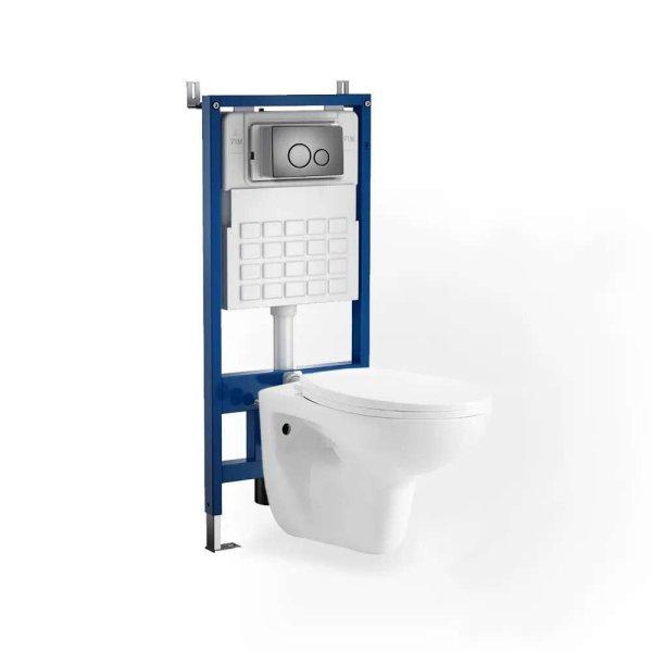 Roya 81GRE fehér fali WC szett, falba építhető wc tartállyal, nyomólappal,
wc ülőkével