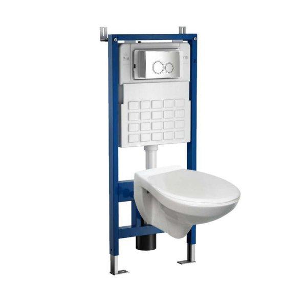 Roya Sydney 82CHR fehér fali WC szett, falba építhető wc tartállyal,
nyomólappal, wc ülőkével