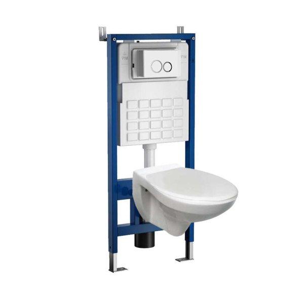 Roya Sydney 82W fehér fali WC szett, falba építhető wc tartállyal,
nyomólappal, wc ülőkével