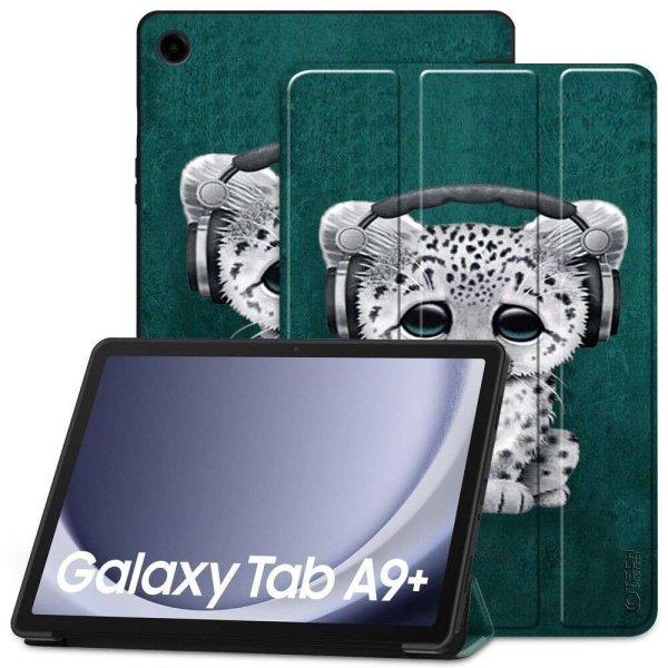 Samsung Galaxy Tab A9 Plus (11.0) SM-X210 / X215 / X216B, mappa tok, párduc
kölyök minta, Trifold, zöld/színes (9319456608052)
