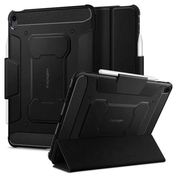 Spigen Rugged Armor Pro tok – Hibrid ütésálló tok állvánnyal iPad Air 4
(2020) készülékhez (fekete)