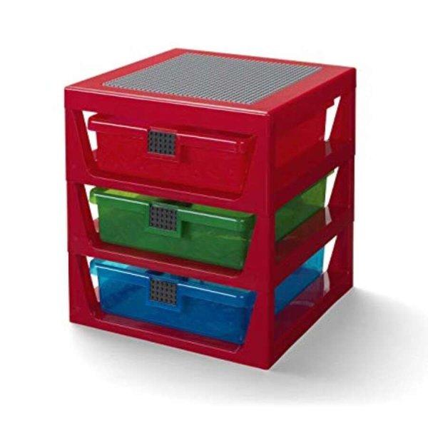LEGO 3 fiókos tárolóállvány - Piros (40950001)