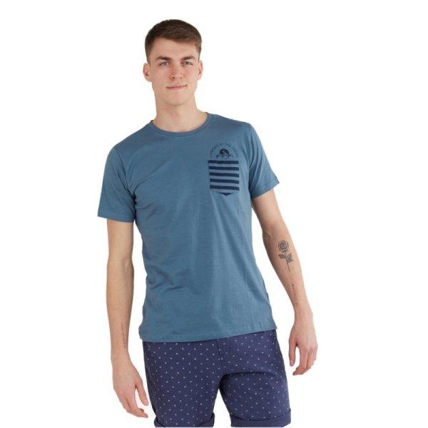 FUNDANGO-Jaggy Pocket T-shirt-460-turkis Kék M