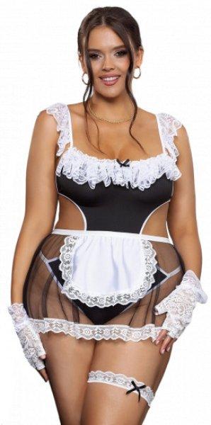 Plus size jelmez Miss Sexy Maid, XL–XXL + ajándék tanga