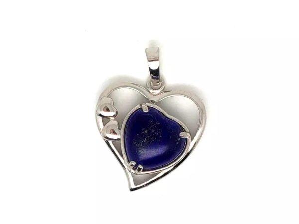 Szív medál fémmel lapis lazuli 2,5x2,5cm