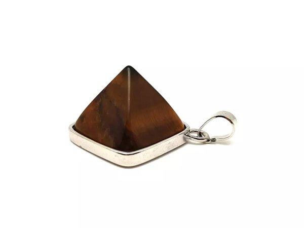 Piramis medál fémmel Tigrisszem 2x2cm