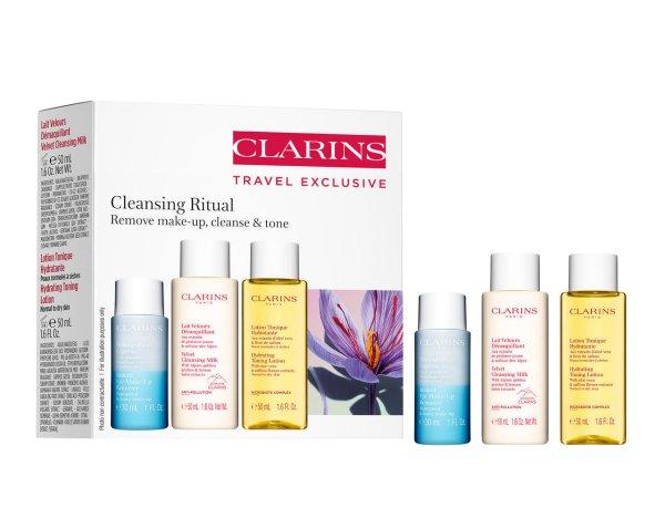Clarins Tisztító bőrápoló
ajándékkészlet Clensing Ritual (Remove Make-up, Cleanse & Tone)
