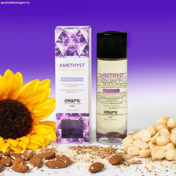  Organic Massage Oil with stones AMETHYST SWEET ALMOND 100ml 