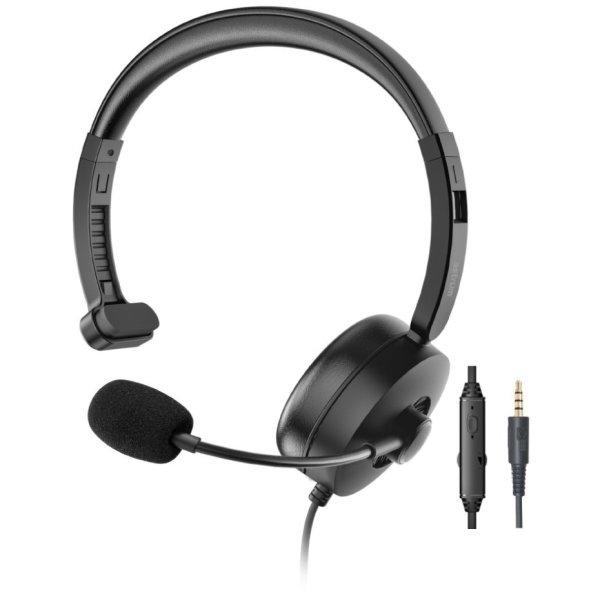 Astrum HS610 Call center vezetékes 3,5mm jack fejhallgató állítható
mikrofonnal, fekete