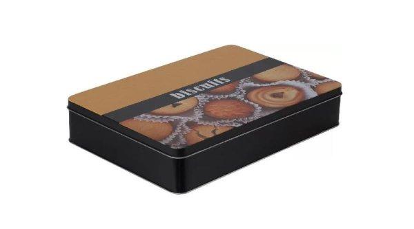 Biscuits feliratú téglalap alakú fém süteményes doboz