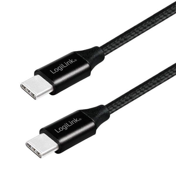 Logilink USB 2.0 Type-C cable C/M to C/M metal fabric 0,3m Black