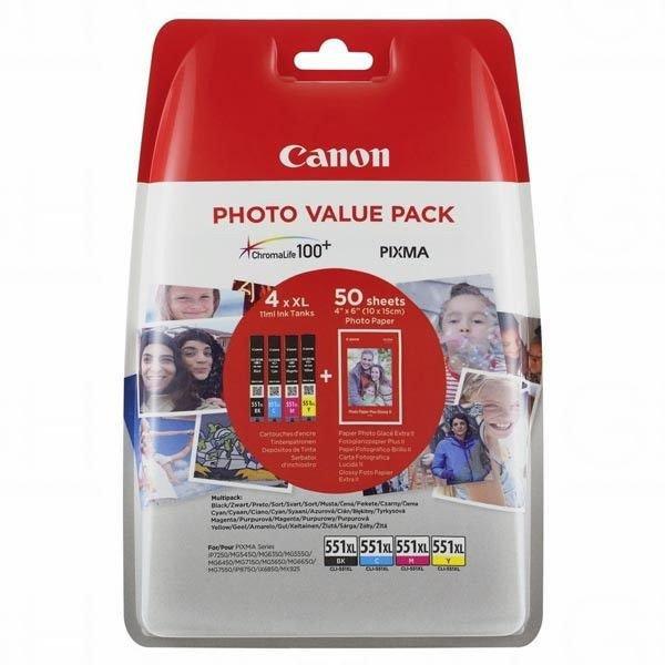 Canon CLI-551XL Multipack tintapatron + Photopapír
