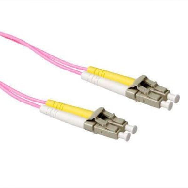 ACT LSZH Multimode 50/125 OM4 fiber cable duplex with LC connectors Pink