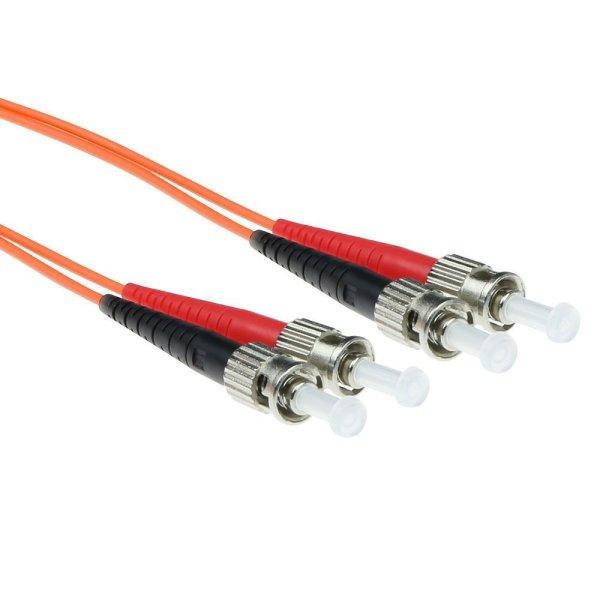 ACT LSZH Multimode 62.5/125 OM1 fiber cable duplex with ST connectors 15m Orange