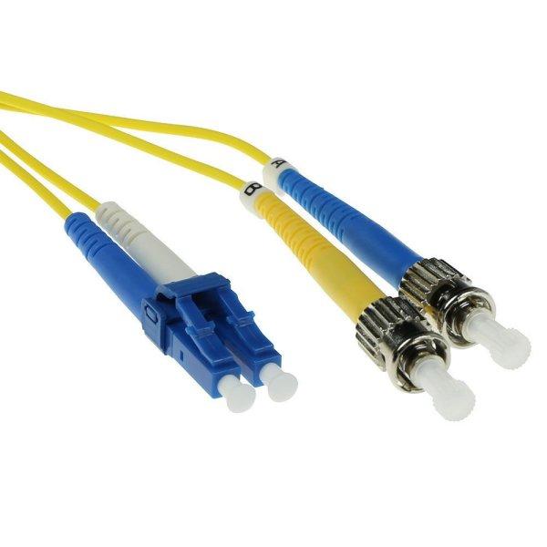 ACT Singlemode 9/125 OS2 fiber cable duplex with LC and ST connectors 15m Yellow