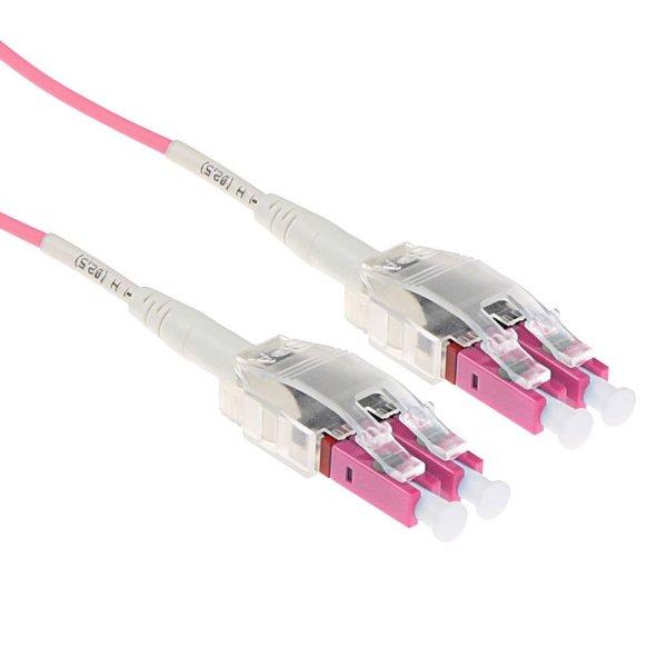 ACT Multimode 50/125 OM4 Polarity Twist fiber cable with LC connectors 15m Pink