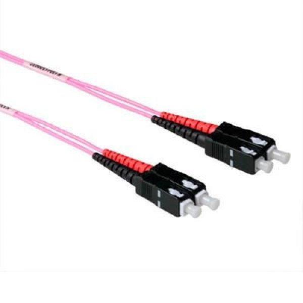 ACT LSZH Multimode 50/125 OM4 fiber cable duplex with SC connectors 3m Pink