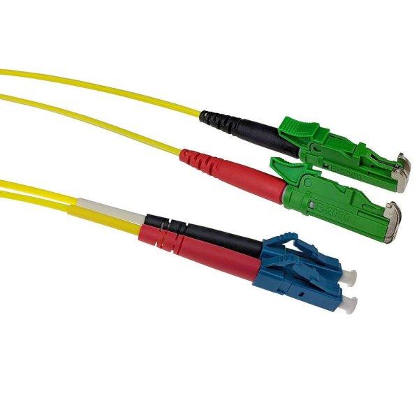 ACT LSZH Singlemode 9/125 OS2 fiber cable duplex with E2000/APC and LC/UPC
connectors 2m Yellow