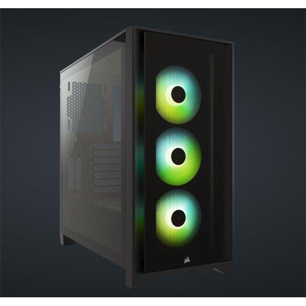 CORSAIR Ház iCUE 4000X RGB, 3x12mm RGB Ventillátorral, Tápegység nélkül,
Edzett Üveg, fekete