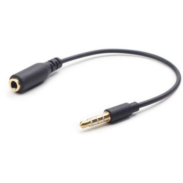 Gembird Jack stereo 3,5mm (4pin) M/F adapter 0.18m cross-over fekete