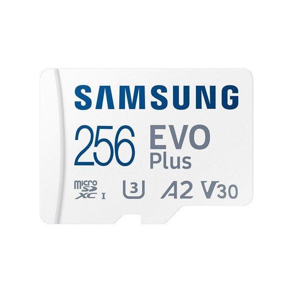 SAMSUNG Memóriakártya, EVO Plus microSD kártya (2021) 256GB, CLASS 10, UHS-1,
U3, V30, A2, + Adapter, R160/W