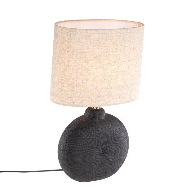 Rusztikus asztali lámpa fekete bézs színnel - Dua