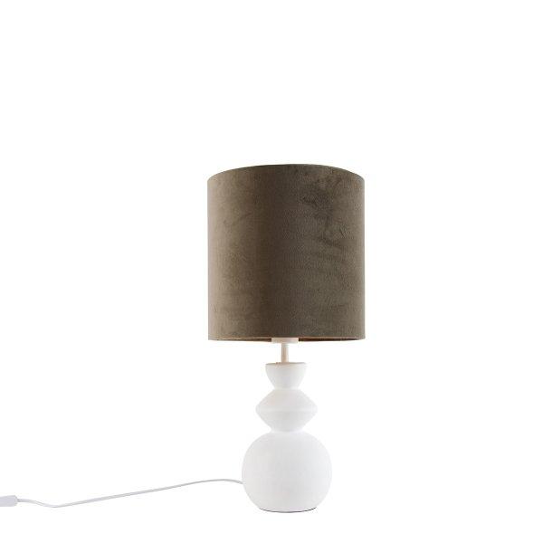 Design asztali lámpa fehér bársony árnyalattal, taupe és arannyal 25 cm -
Alisia