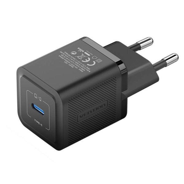 Wall charger, Vention, FEPB0-EU, USB-C, 20W, GaN (black)