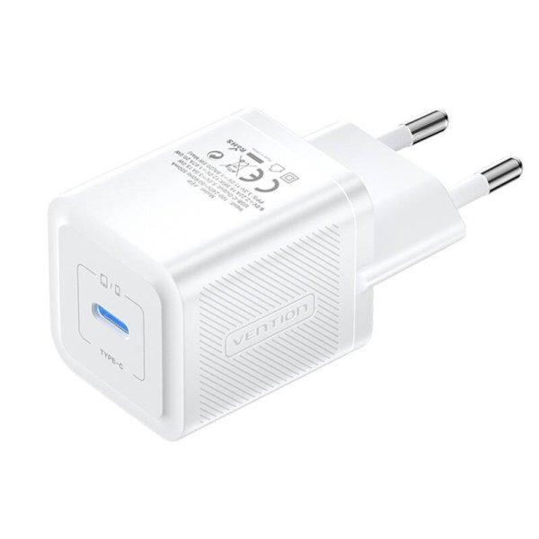 Wall charger, Vention, FEPW0-EU, USB-C, 20W, GaN (white)