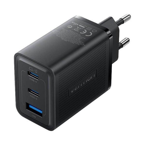 Wall charger, Vention, FERB0-EU, 2xUSB-C, USB- A, 65W/65W/30W, GaN (black)