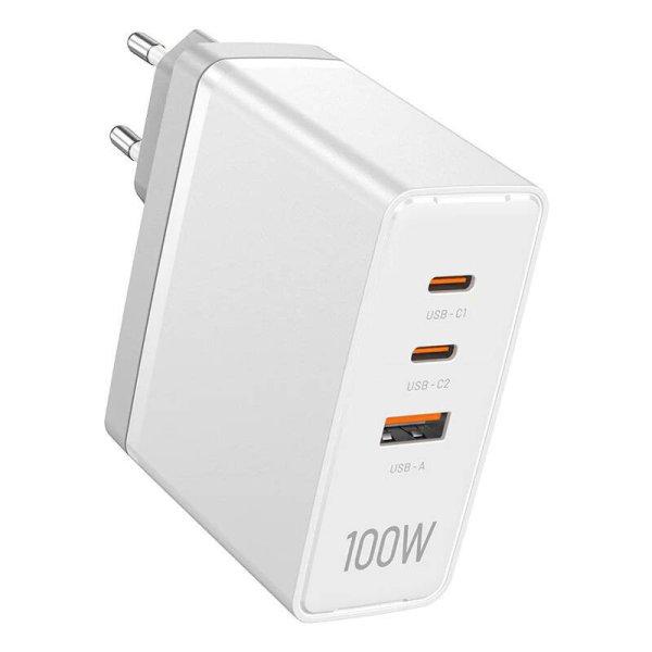 Wall charger, Vention, FEGW0-EU, 2xUSB-C, USB- A, 100W/100W/30W, GaN (white)