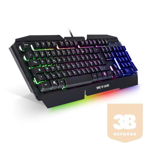 Spirit of Gamer Billentyűzet - PRO-K5 (105 gomb, Fém felső rész, RGB LED,
USB, 19 anti-ghost, fekete, magyar)