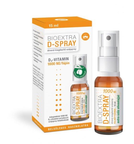 Bioextra d-spray 1000 ne d3 vitamint tartalmazó étrend-kiegészítő
szájspray 15 ml