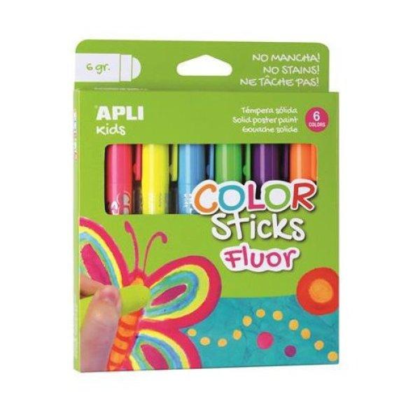 Tempera kréta készlet, APLI Kids "Color Sticks Fluor", 6
fluoreszkáló szín