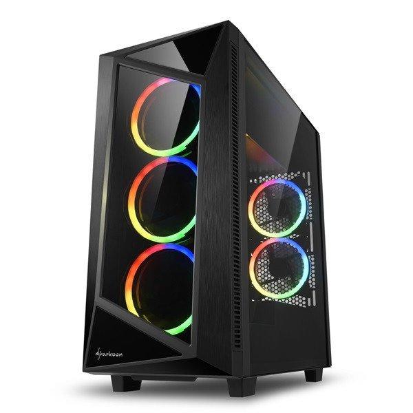 Sharkoon Számítógépház - REV 200 RGB (fekete; ATX,mATX; alsó táp; 5x120mm
v.; 2xUSB3.0, 2xUSB2.0, I/O)