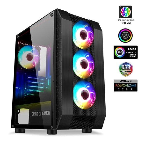 Spirit of Gamer Számítógépház - Rogue VI RGB (fekete, ablakos, 8x12cm
ventilátor, alsó táp, ATX, 1xUSB3.0, 2xUSB2.0)