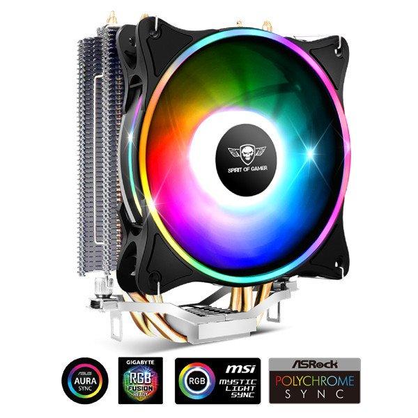 Spirit of Gamer CPU Cooler - CPU AIRCOOLER 120 MM ARGB (27dB; 2500 RPM; 1x12cm;
aluminium/réz)