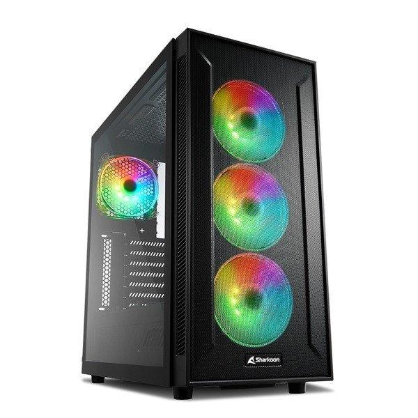 Sharkoon Számítógépház - TG6M RGB (fekete; ATX,mATX; alsó táp; 7x120mm
v.; 2xUSB3.0, 2xUSB2.0, I/O)