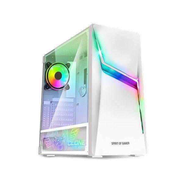 Spirit of Gamer Számítógépház - CLONE 4 White (fekete, ablakos, 8x12cm
ventilátor, alsó táp, ATX, 1xUSB3.0, 2xUSB2.0)