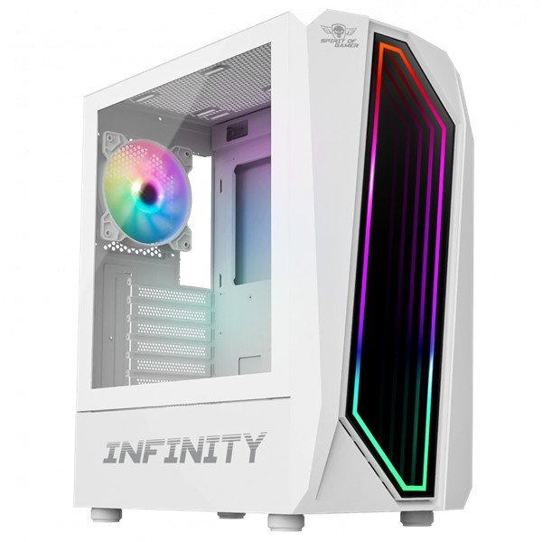 Spirit of Gamer Számítógépház - INFINITY White (fekete, ablakos, 8x12cm
ventilátor, alsó táp, ATX, 1xUSB3.0, 2xUSB2.0)