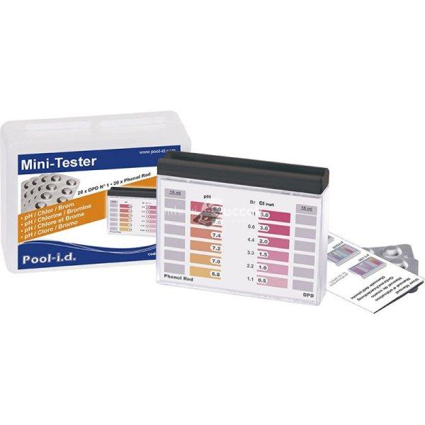 PoolTester PTM100 Mini vízteszt készülék, tablettás, pH / Cl vagy Br
méréshez, kis méretben, praktikus használathoz