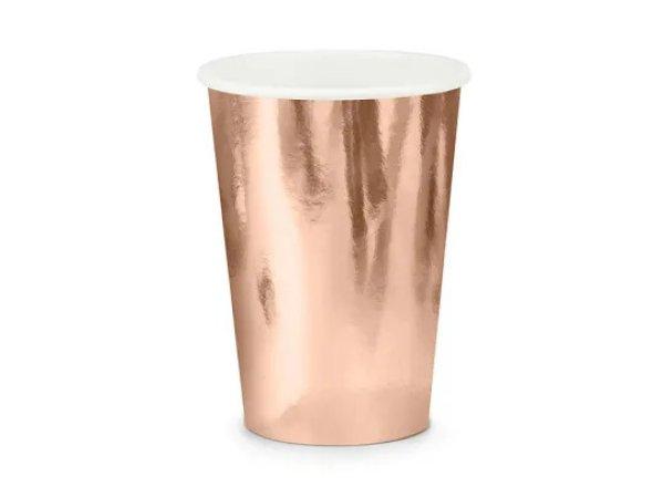 PartyDeco pohár, papír, rose gold, 220 ml, 6db