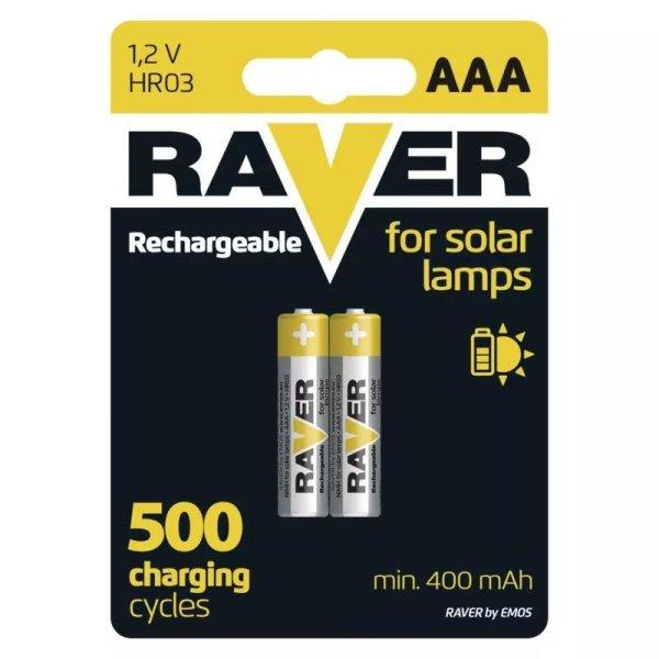 RAVER NiMH HR03 (AAA) SOLAR akkumulátor 400mAh 2db/bl B7414