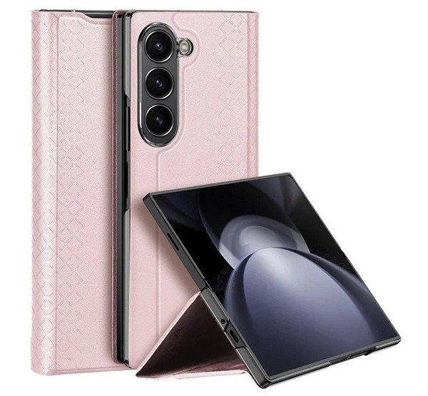 DUX DUCIS BRIL műanyag telefonvédő (ütésállóság, bőr hatású hátlap,
asztali tartó, rombusz) RÓZSASZÍN Samsung Galaxy Z Fold6 5G (SM-F956)