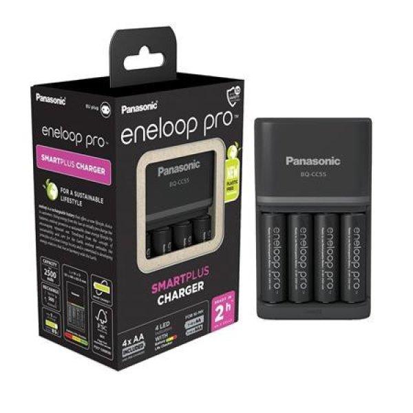 Elemtöltő, AA/AAA, 4x2500 mAh AA, gyorstöltő, PANASONIC "Eneloop
Pro"