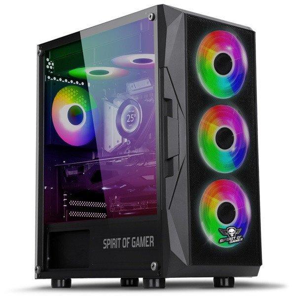 Spirit of Gamer Számítógépház - Rogue VII RGB (fekete, ablakos, 6x12cm
ventilátor, alsó táp, ATX, 1xUSB3.0, 2xUSB2.0)