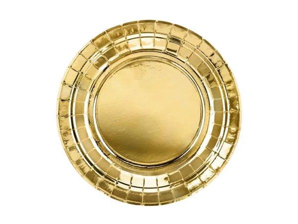 PartyDeco tányér, papír, kerek, arany, 18 cm, 6db